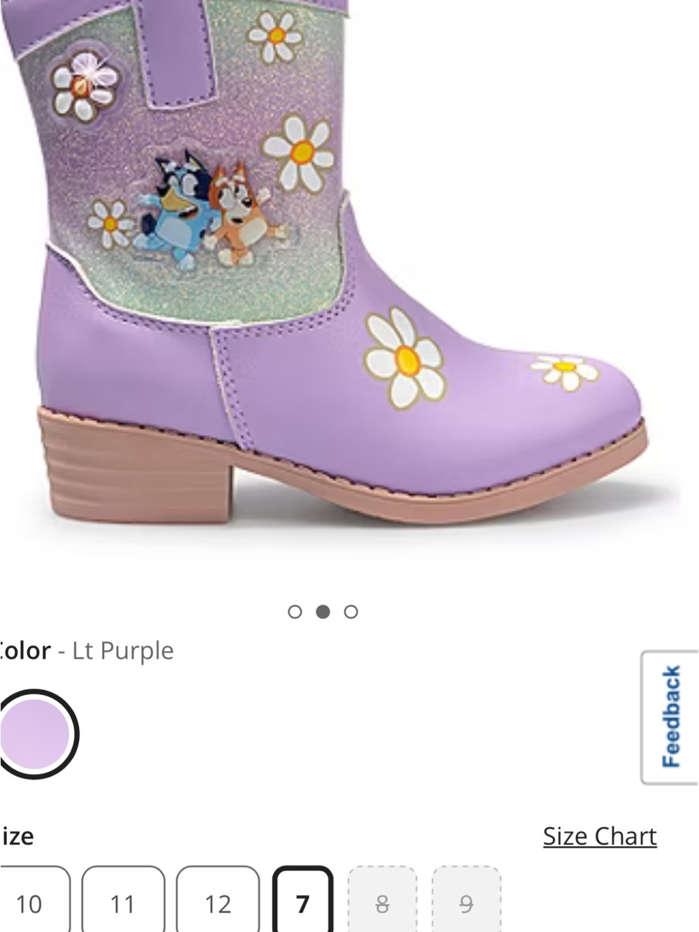 Girls' Lavender Daisy Western Boots with Character Accent size 7 - Picture 6 of 7